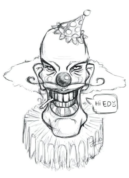 Страшный клоун карандашом