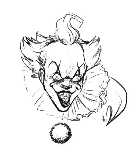 Клоун ПЕННИВАЙЗ тату эскиз