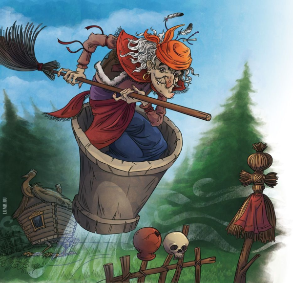 Портрет бабы яги карандашом