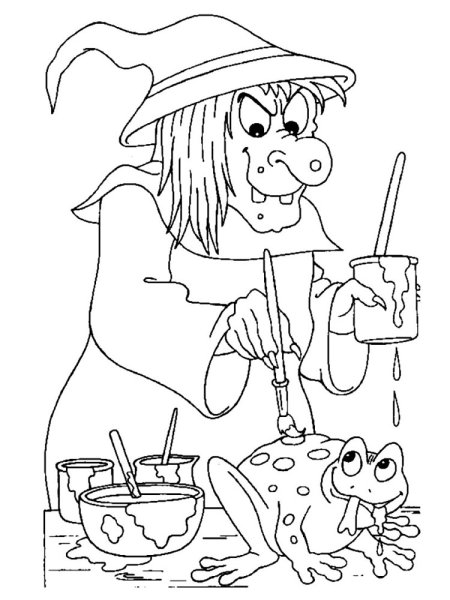 Лицо бабы яги для раскрашивания