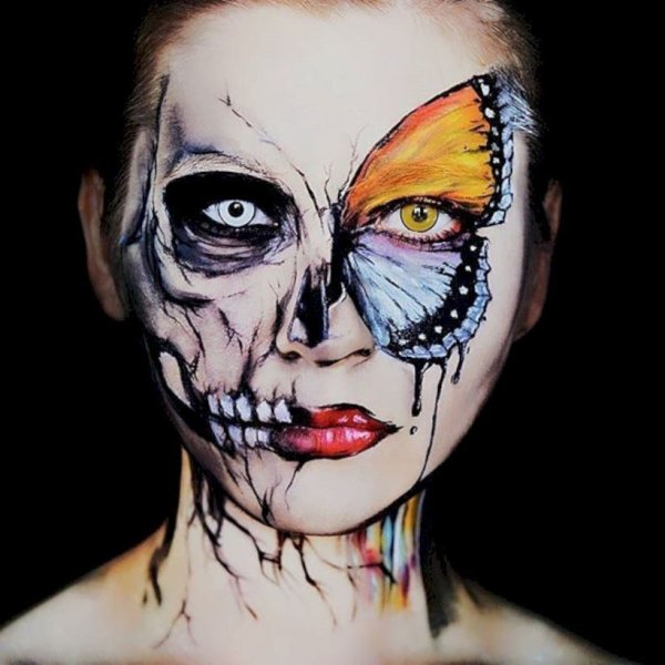 Макияж гуашью на лице