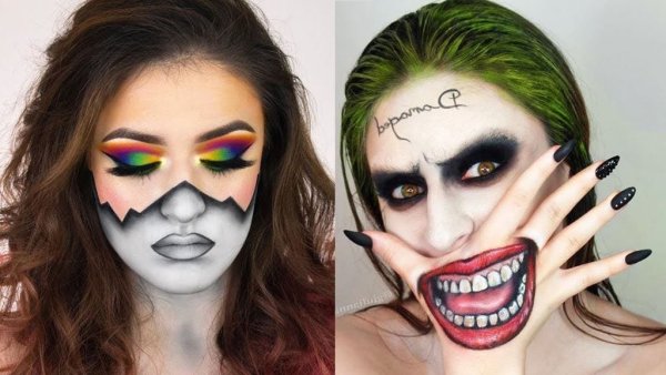 Страшный макияж акварелью
