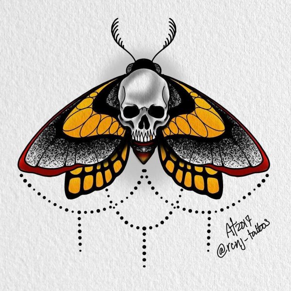 Бабочка мертвая голова тату