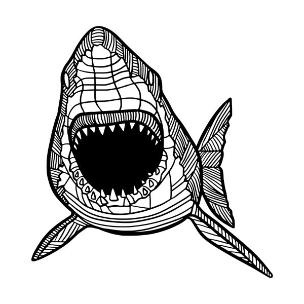 Раскраска акула МЕГАЛОДОН