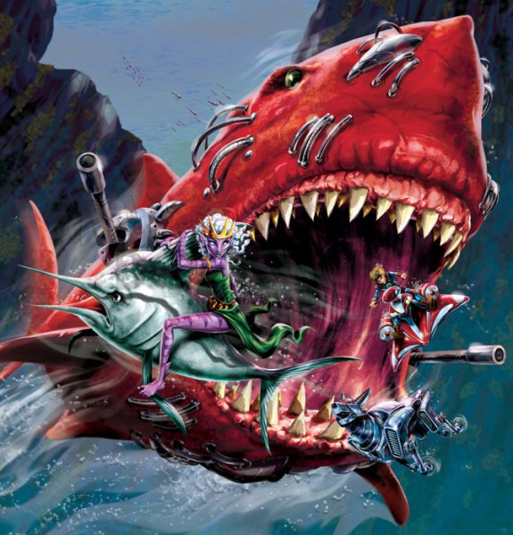 Нарисованная акула с открытой пастью