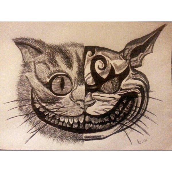 Чеширский кот тату эскизы