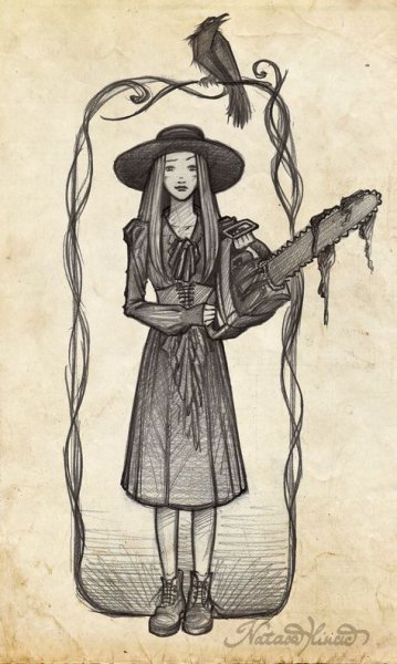 Страшная ведьма карандашом