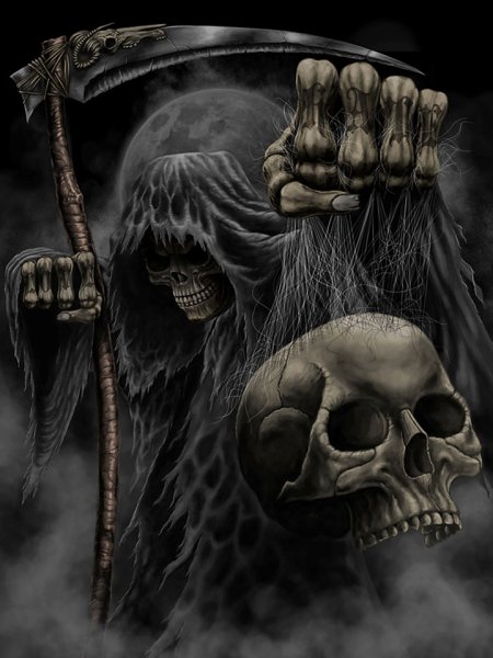 Череп на черном фоне арт