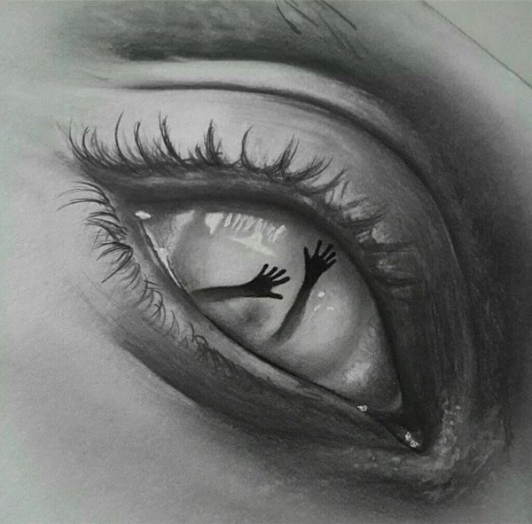 Плачущий глаз карандашом