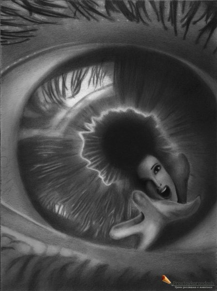 Страшные глаза рисунок карандашом