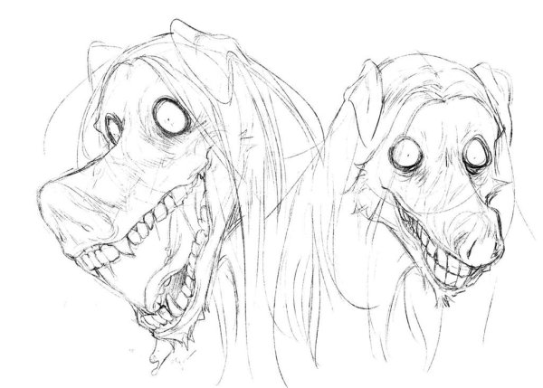 Раскраска собака страшная