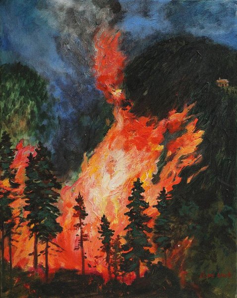 Лесной пожар рисунок