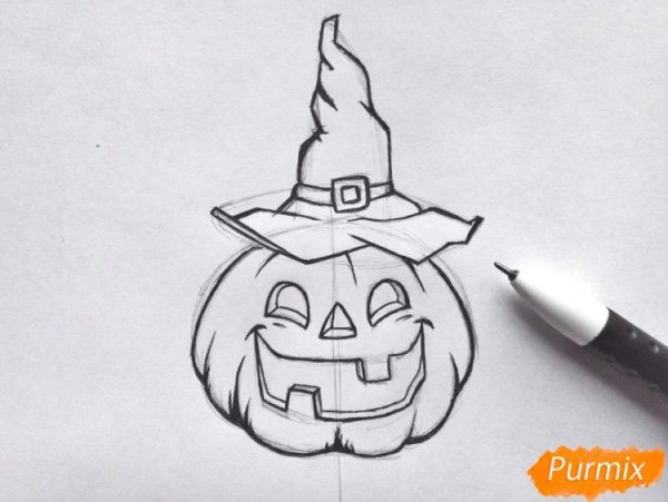 Тыква на Хэллоуин карандашом