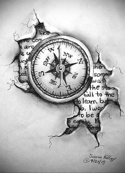 Эскиз часы и компас