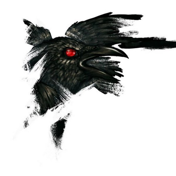 Ворона арт на белом фоне