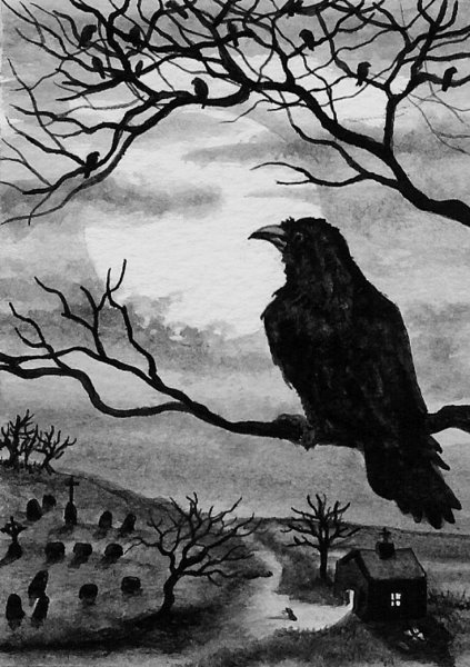 Ворон на кладбище