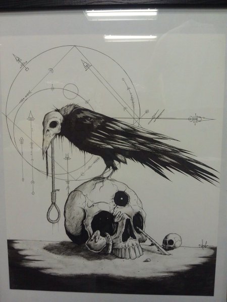 Ворон на черепе эскиз