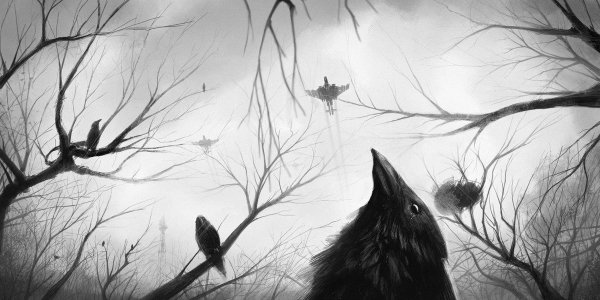 Мрачный пейзаж карандашом