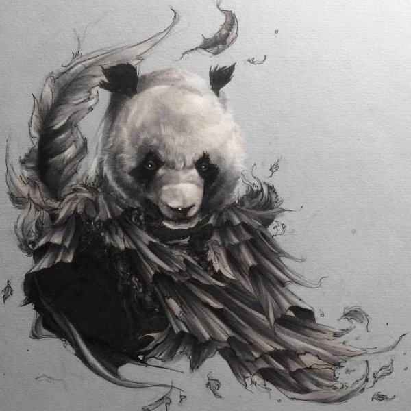 Панда арт тату