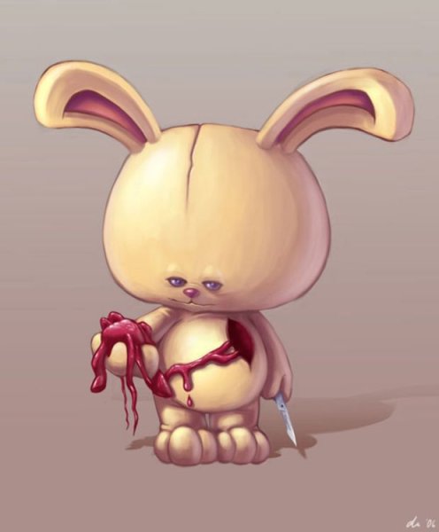 Парень с головой кролика