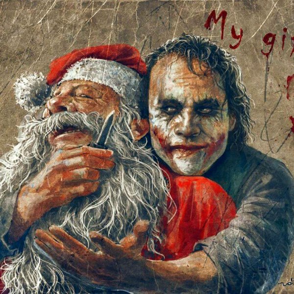 Дед Мороз на черном фоне