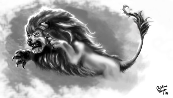 Лев рычит для. Рисования