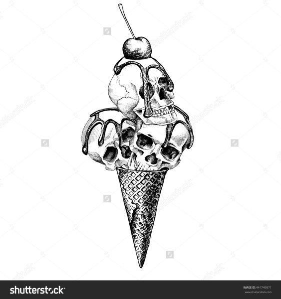 Тату мороженое эскиз