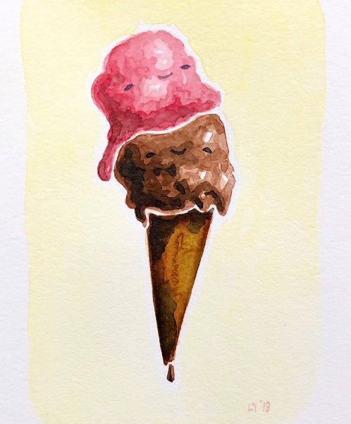 Скетч мороженое акварелью