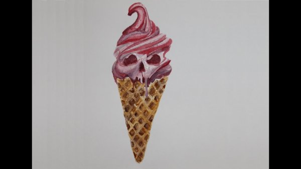 Мороженое рисунок акварелью