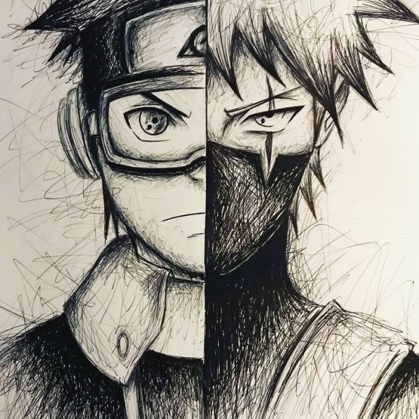 Аниме Наруто Какаши и Обито