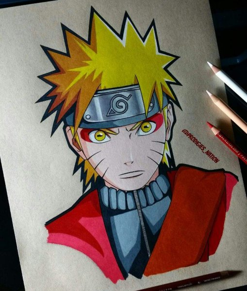 Наруто в режиме отшельника рисунок