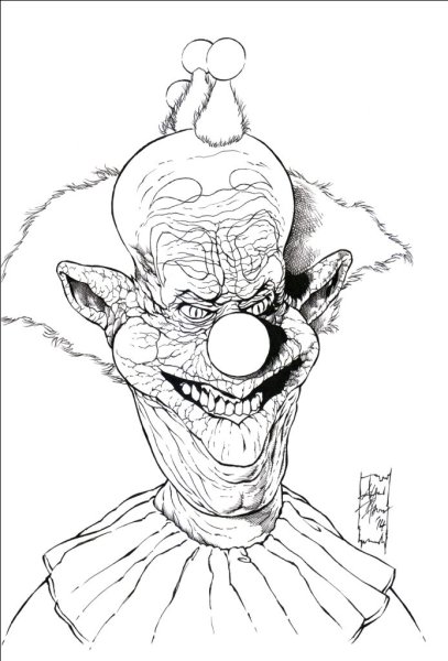 Раскраски страшные клоуны