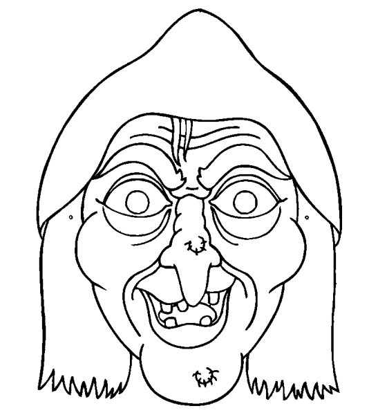 Раскраска маска баба Яга