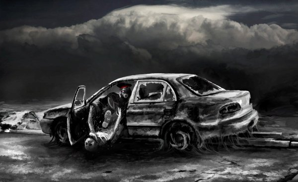 Разбитый автомобиль арт