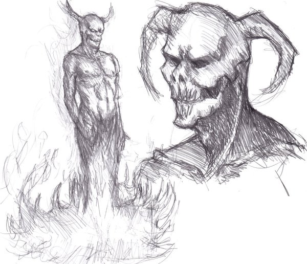 Демон рисунок карандашом