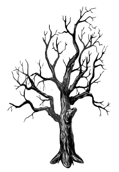 Нарисованное засохшее дерево