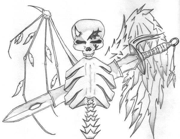 Череп в карандаш дьявол