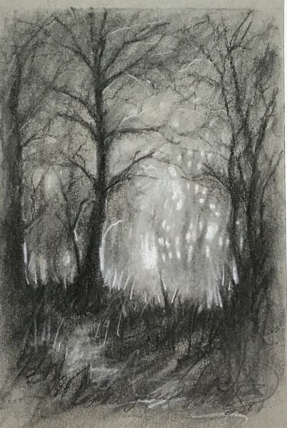 Мрачный пейзаж карандашом