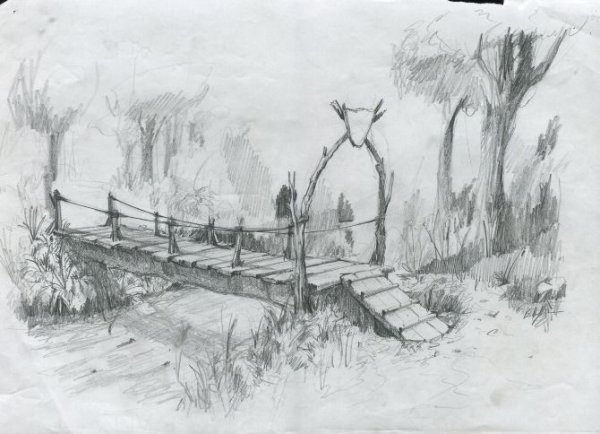 Мостик рисунок карандашом