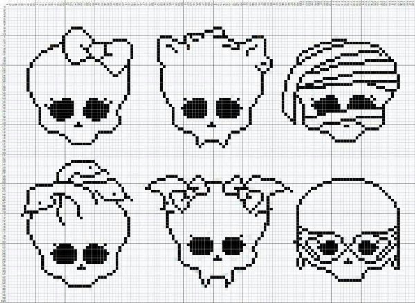 Рисование по клеточкам череп