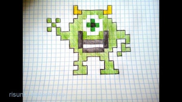 Монстрики в тетради по клеточкам