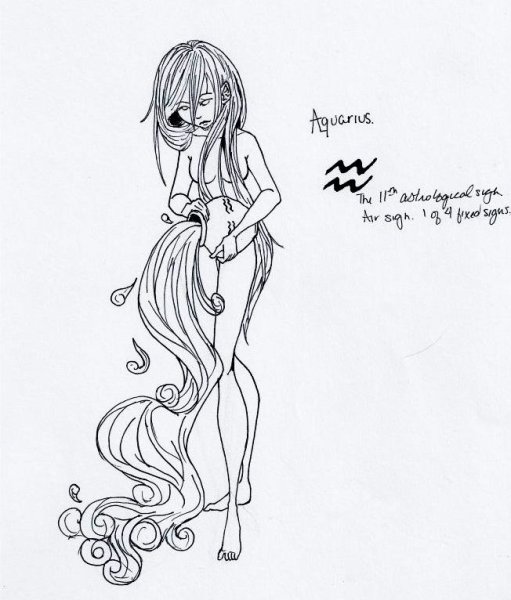 Девушка Водолей эскиз