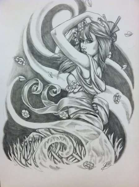 Девушка Водолей эскиз