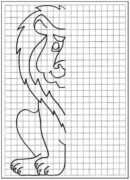 Дорисовать вторую половину рисунка по клеточкам