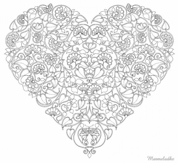 Раскраски антистресс сердце