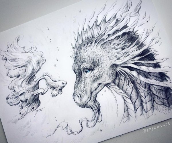 Фантастические животные карандашом