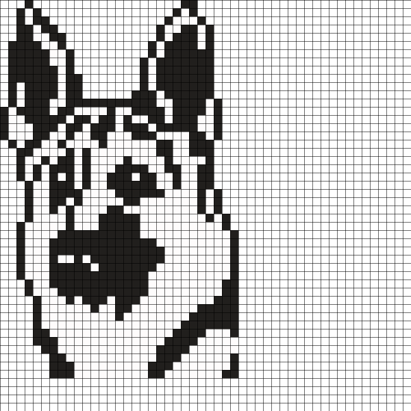 Собака по клеточкам в тетради