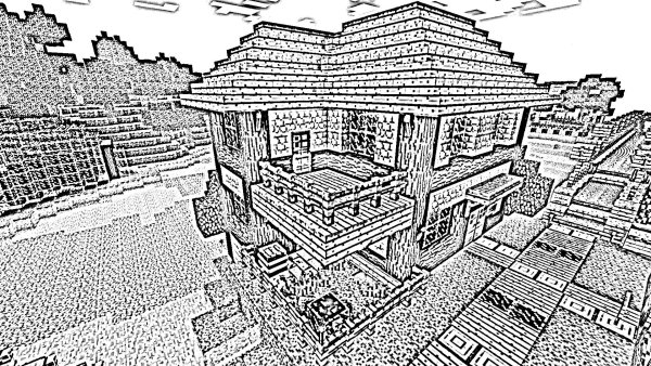 Раскраска майнкрафт деревня