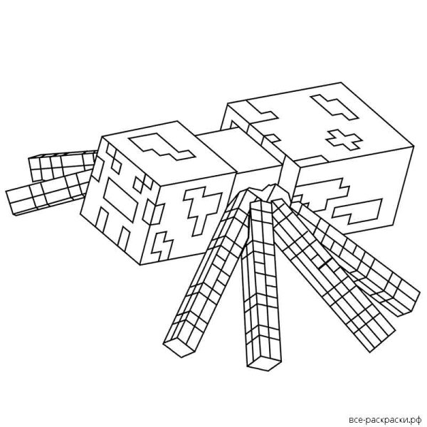 Раскраска майнкрафт паук