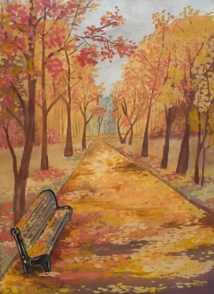 Осенний пейзаж карандашом